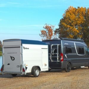 Debon Kofferanhänger Cargo H:190cm 1,3t | Alu, Polybug|Tür|blau